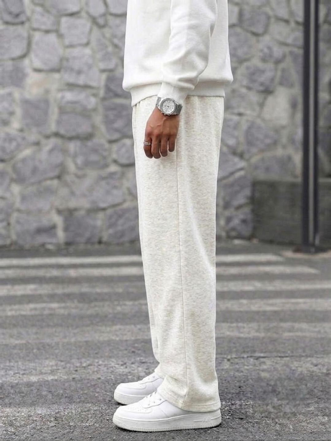 Image of Dockstreet Men Solid White Track Pants
