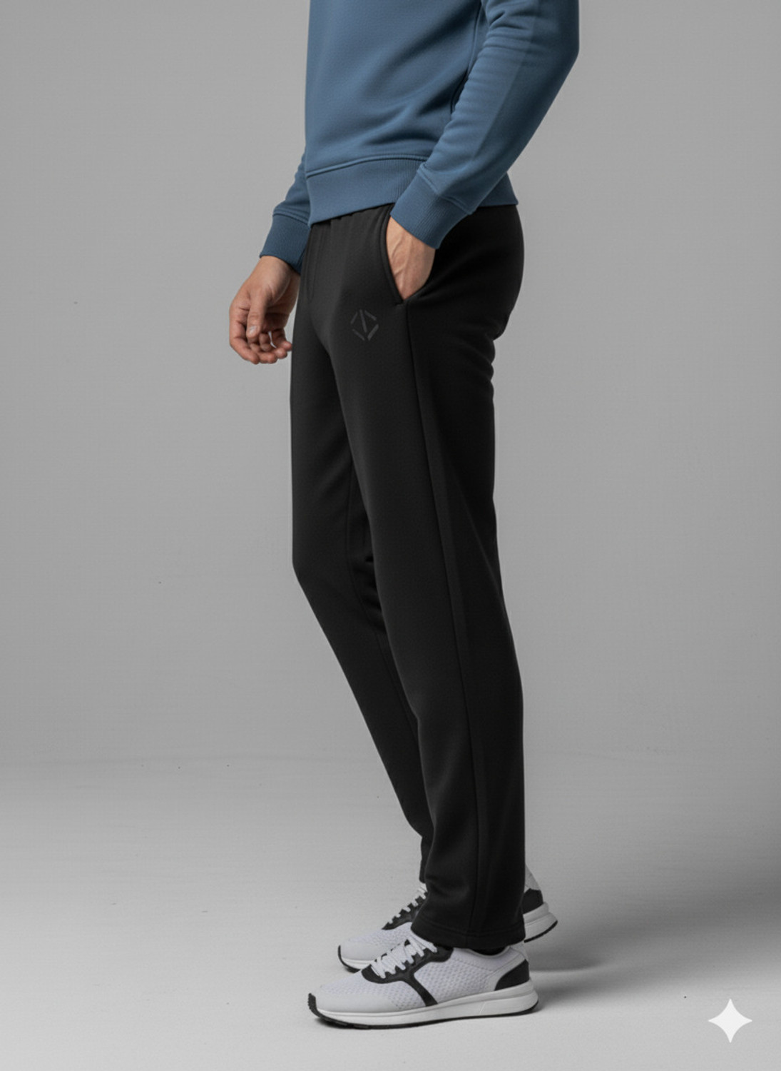 Image of MACK JONNEY Self Design Men Black Track Pants