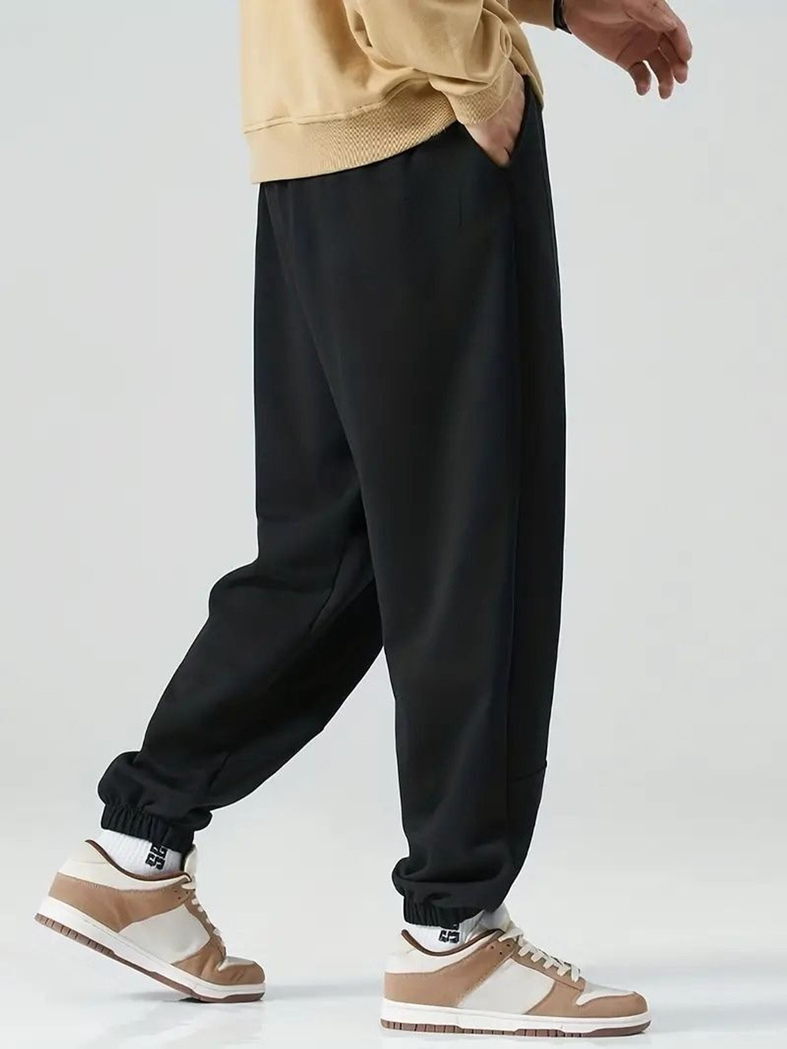 Image of Dockstreet Solid Men Black Track Pants