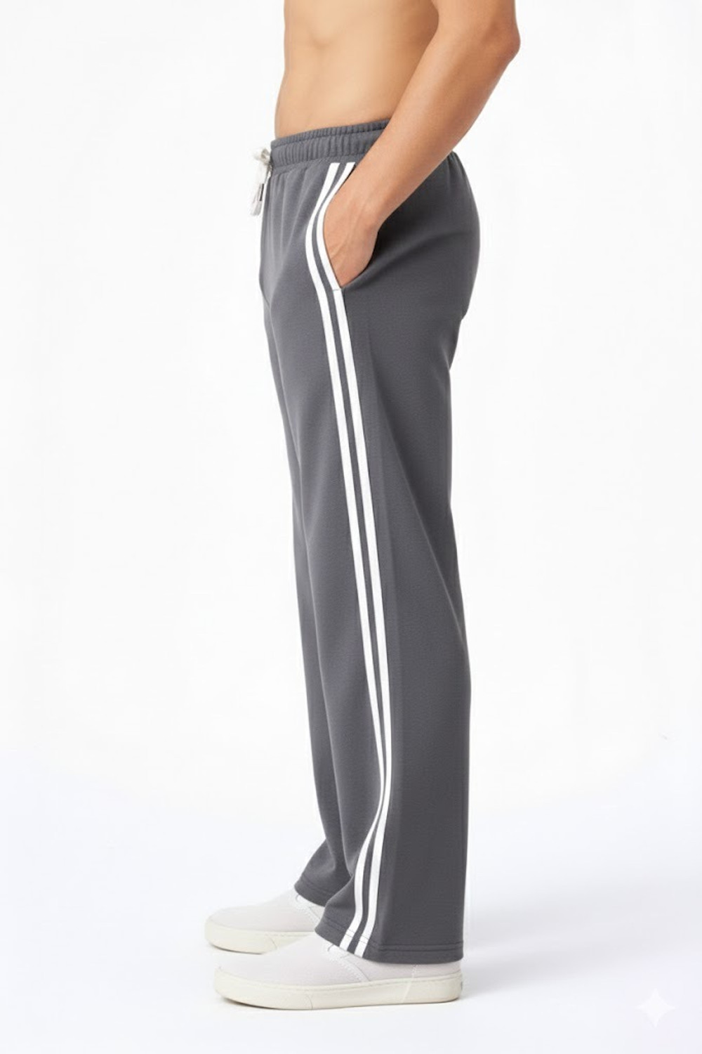 Image of oolestore Striped Men Black, Grey Track Pants