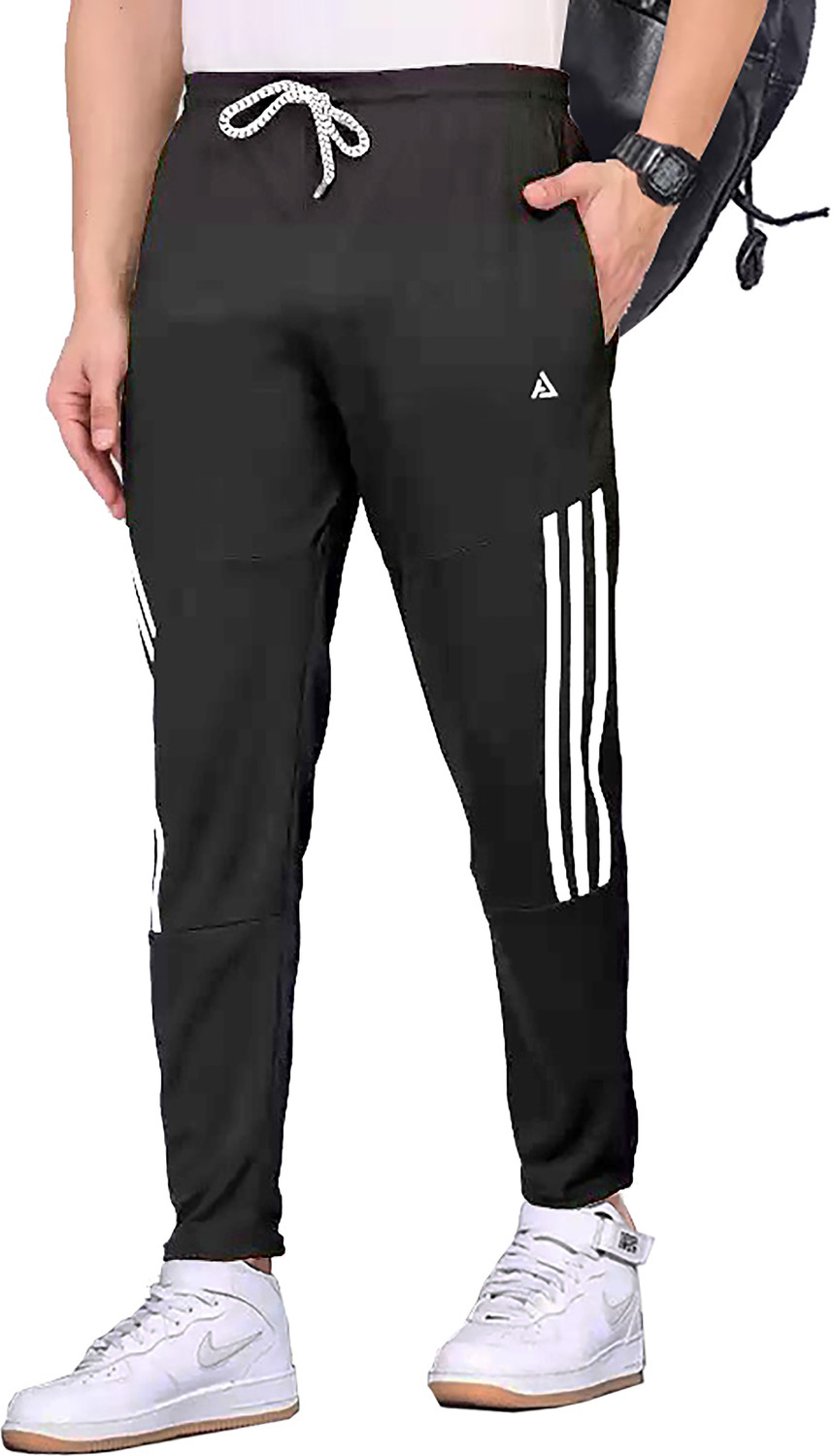Image of AVOLT Striped Men Black, Grey Track Pants