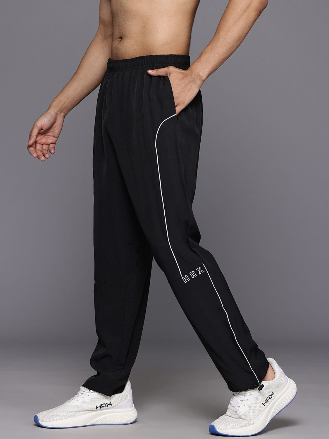 Image of HRX by Hrithik Roshan Solid Men Black Track Pants
