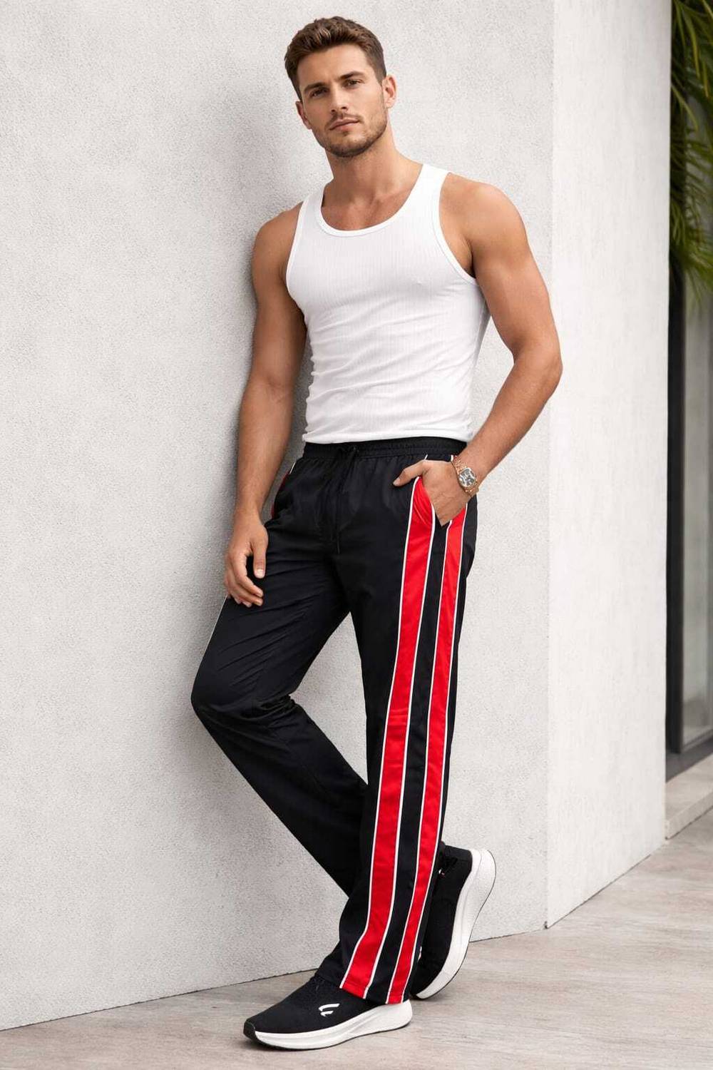 Anisom Solid Men Red Track Pants