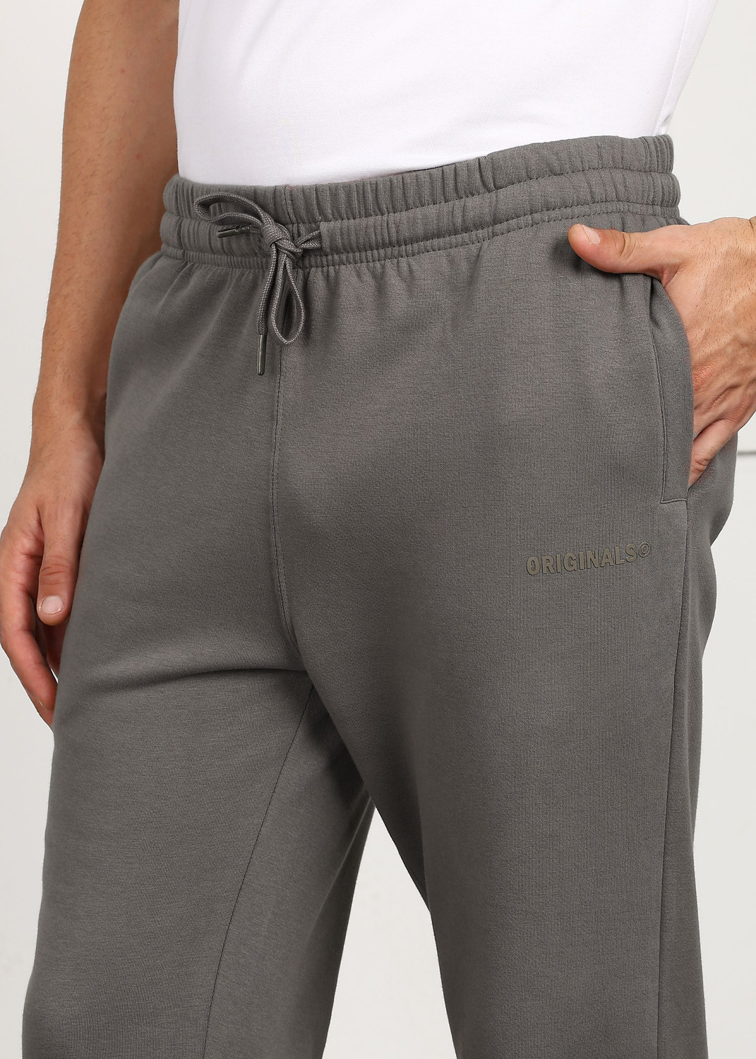 Image of Alan Jones Solid Men Grey Track Pants