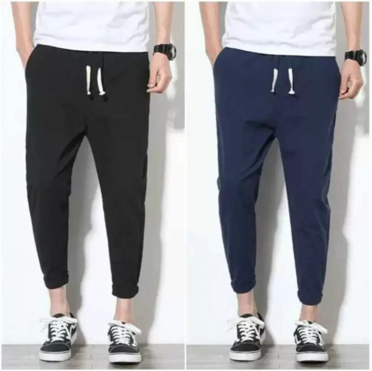 Image of AASHI FASHIONS Solid Men Black, Blue Track Pants