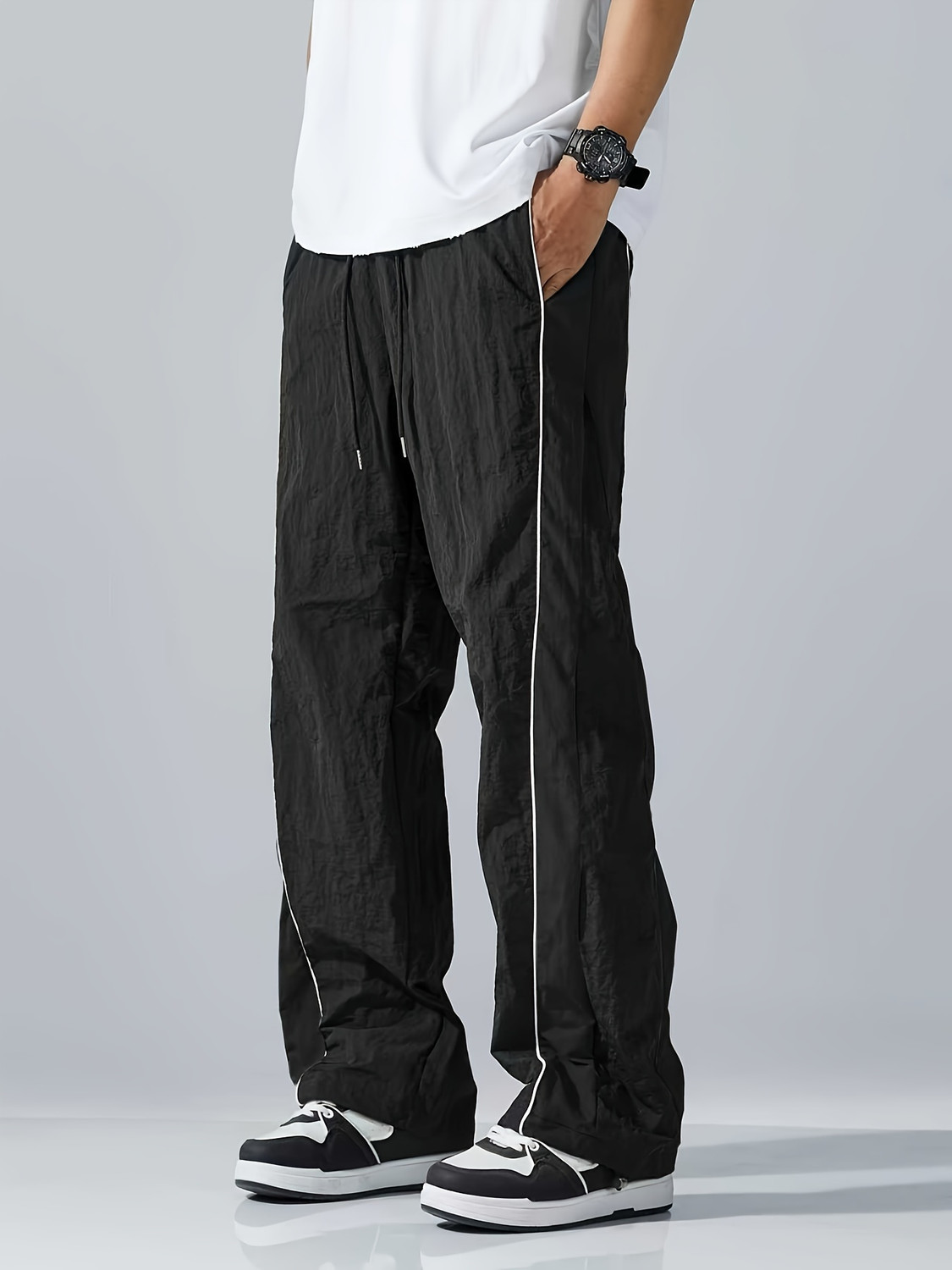 Image of loomzy Striped Men Black Track Pants