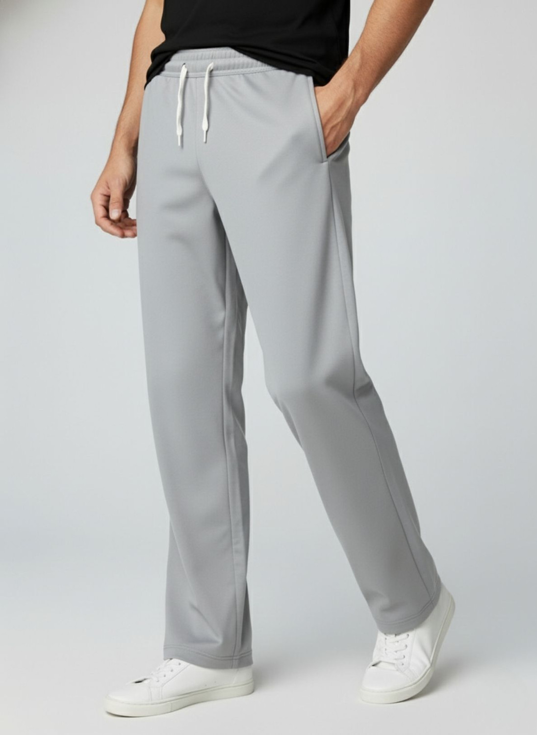 Image of INDICLUB Loose Fit Men Grey, Silver Trousers