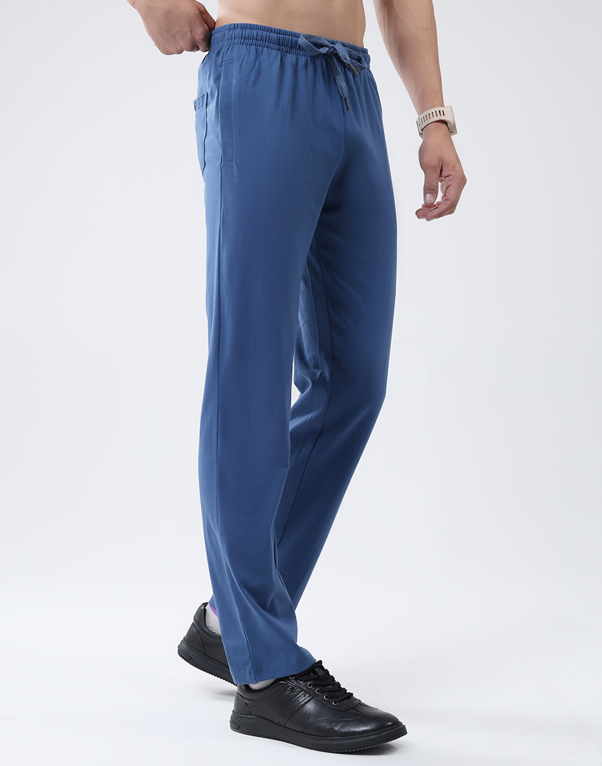 Image of MONTE CARLO Solid Men Blue Track Pants