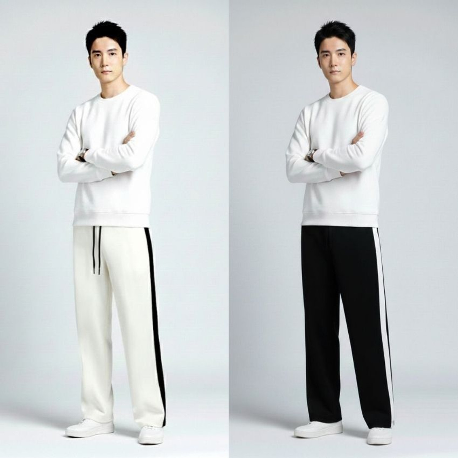 Image of STITCHCOUNTER Solid Men White, Black Track Pants