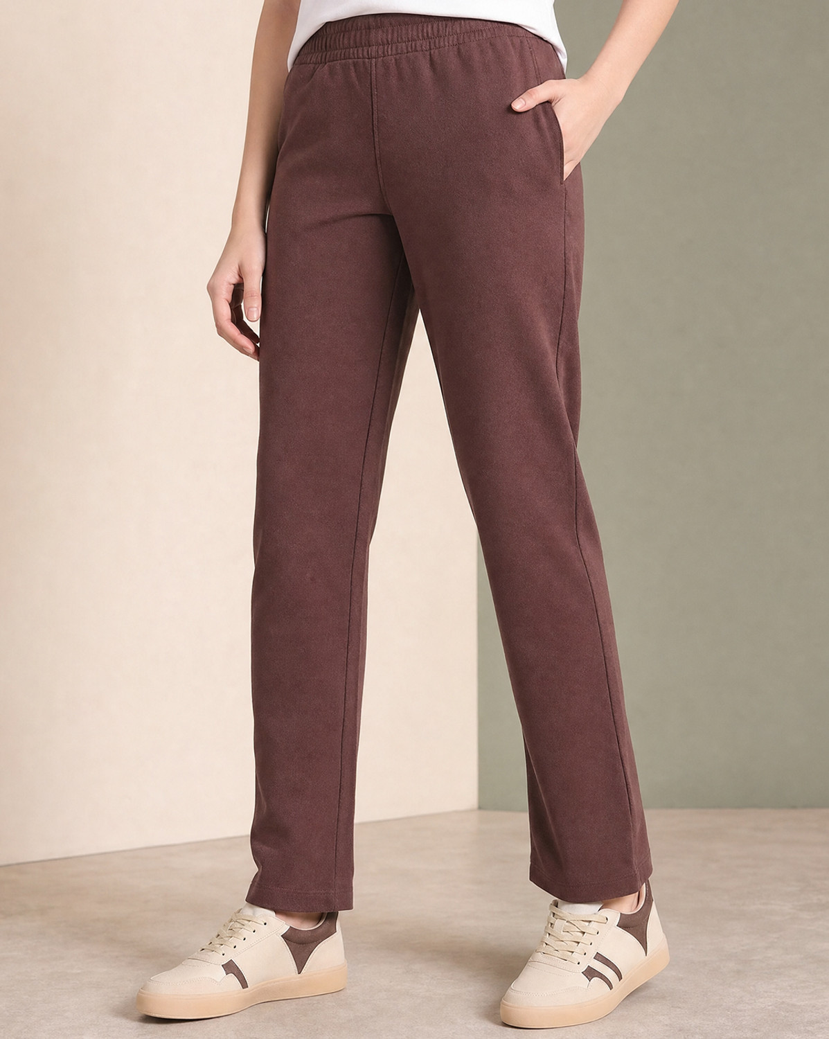 Image of NOBERO Solid Women Brown Track Pants