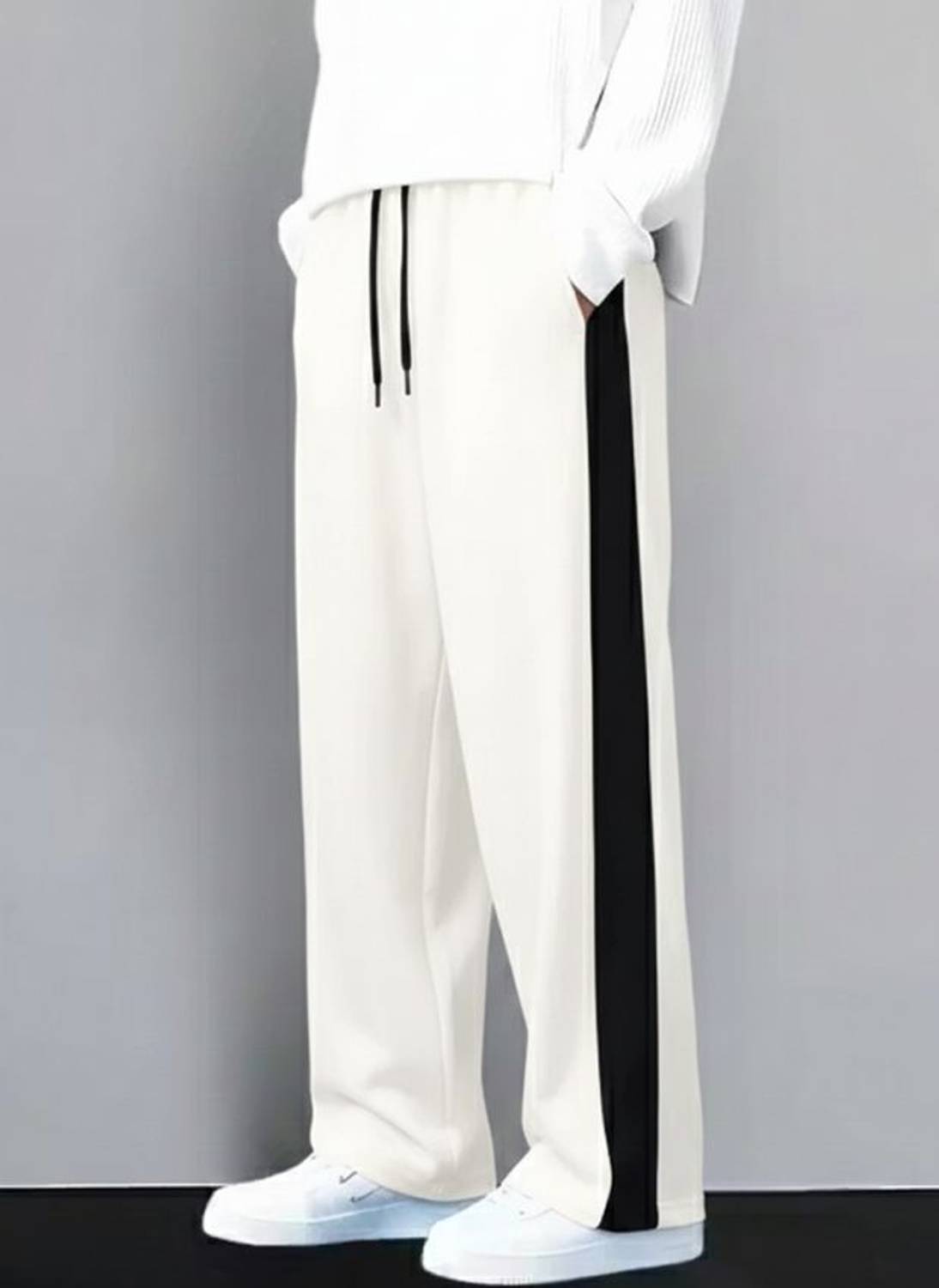 STITCHCOUNTER Men's White, Black Track Pants Pack of 2 - Image 2