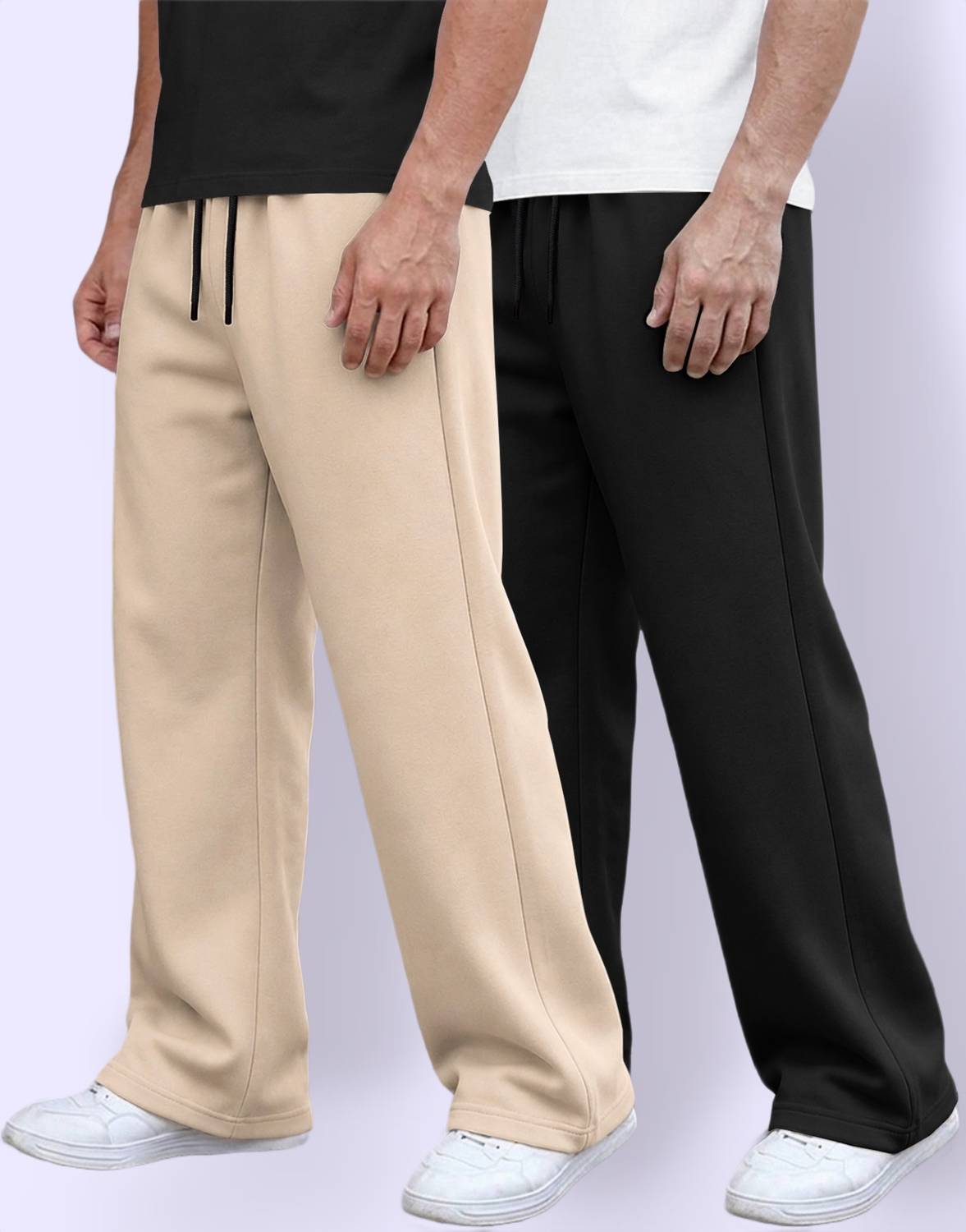MADBROS Men Beige, Black Track Pants Pack of 2 - Image 3