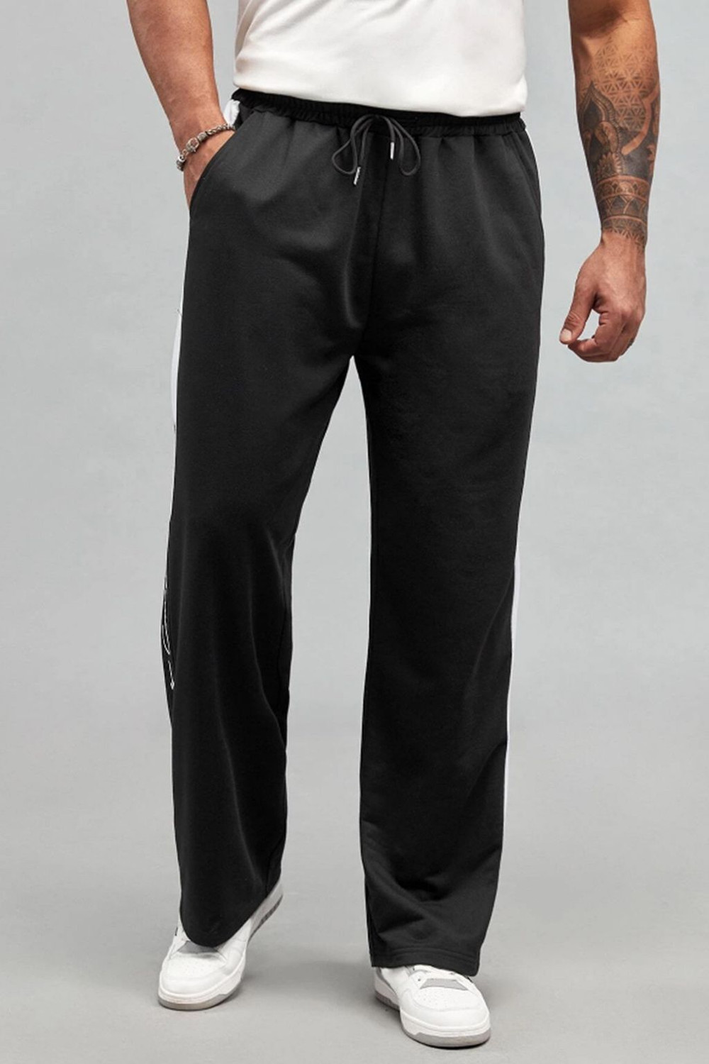 Image of CULISH Striped Men Black Track Pants