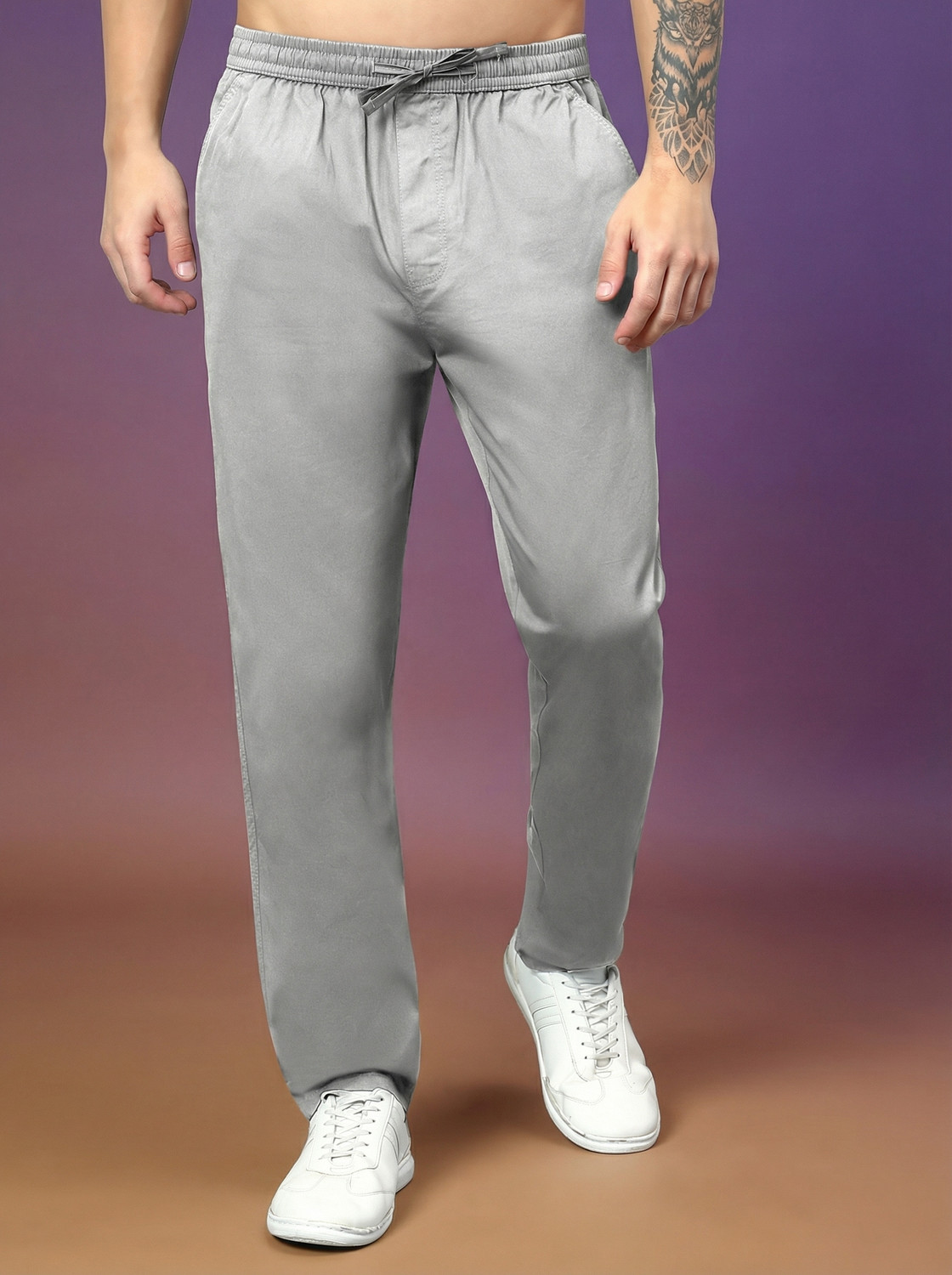 Image of METRONAUT Solid Men Grey Track Pants