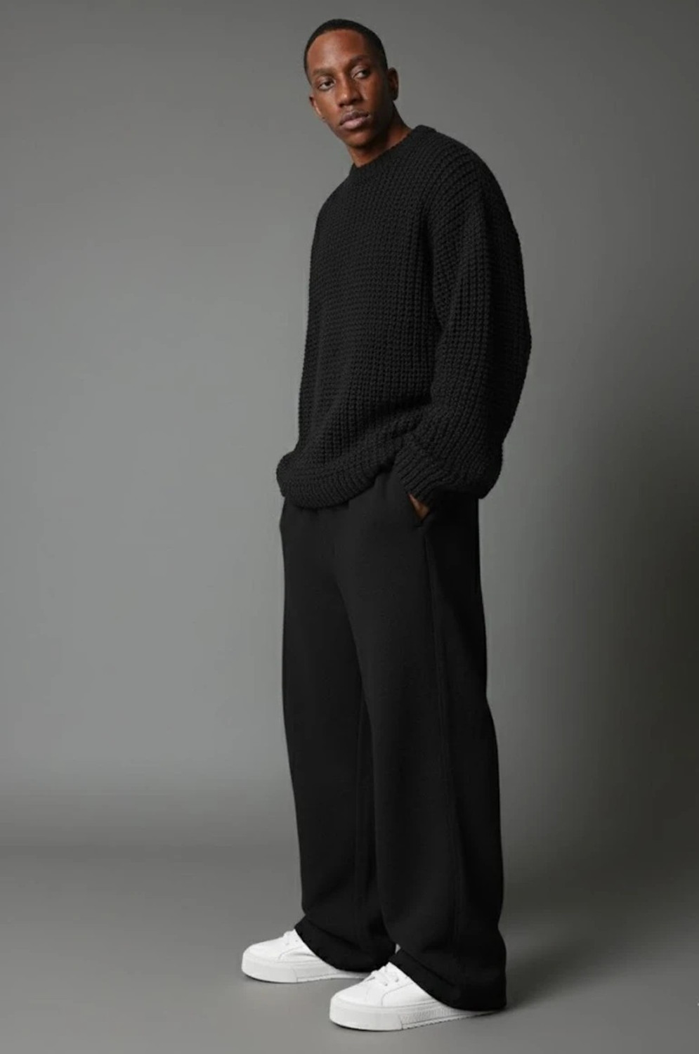 Image of Laitinen Solid Men Black Track Pants