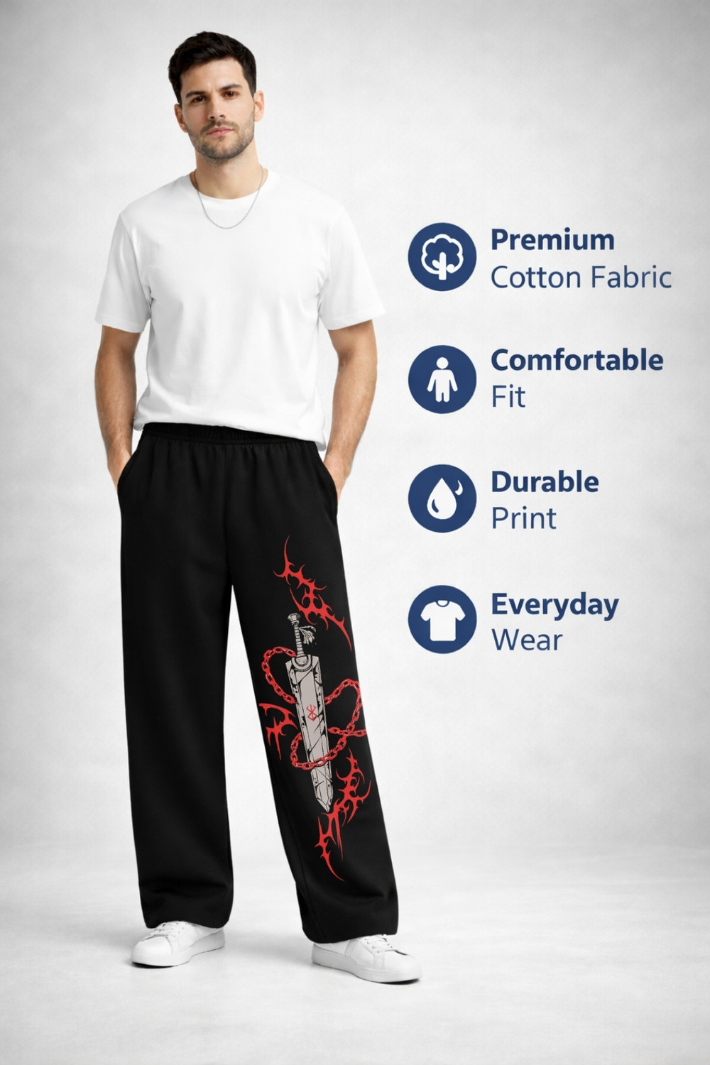 Image of Wayup Graphic Print Men Black Track Pants