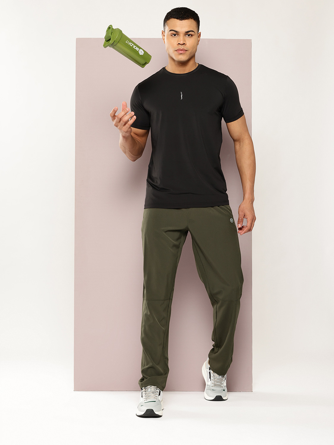 Image of Turnfit Men Solid Olive Track Pants