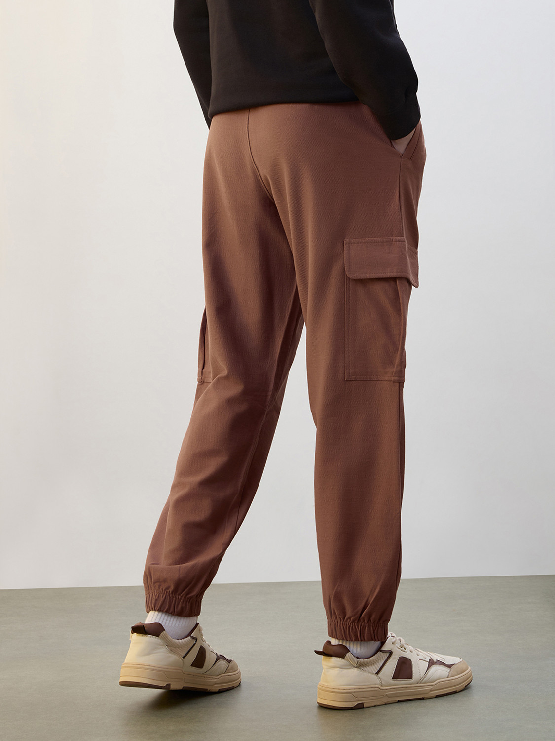 Image of NOBERO Solid Men Brown Track Pants