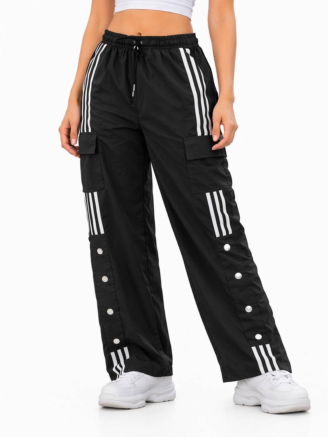 ascenso Striped Women Black Track Pants