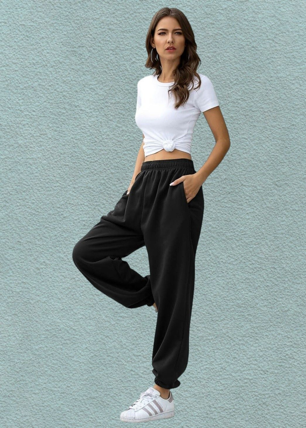 Image of Q-Rious Solid Women Black Track Pants