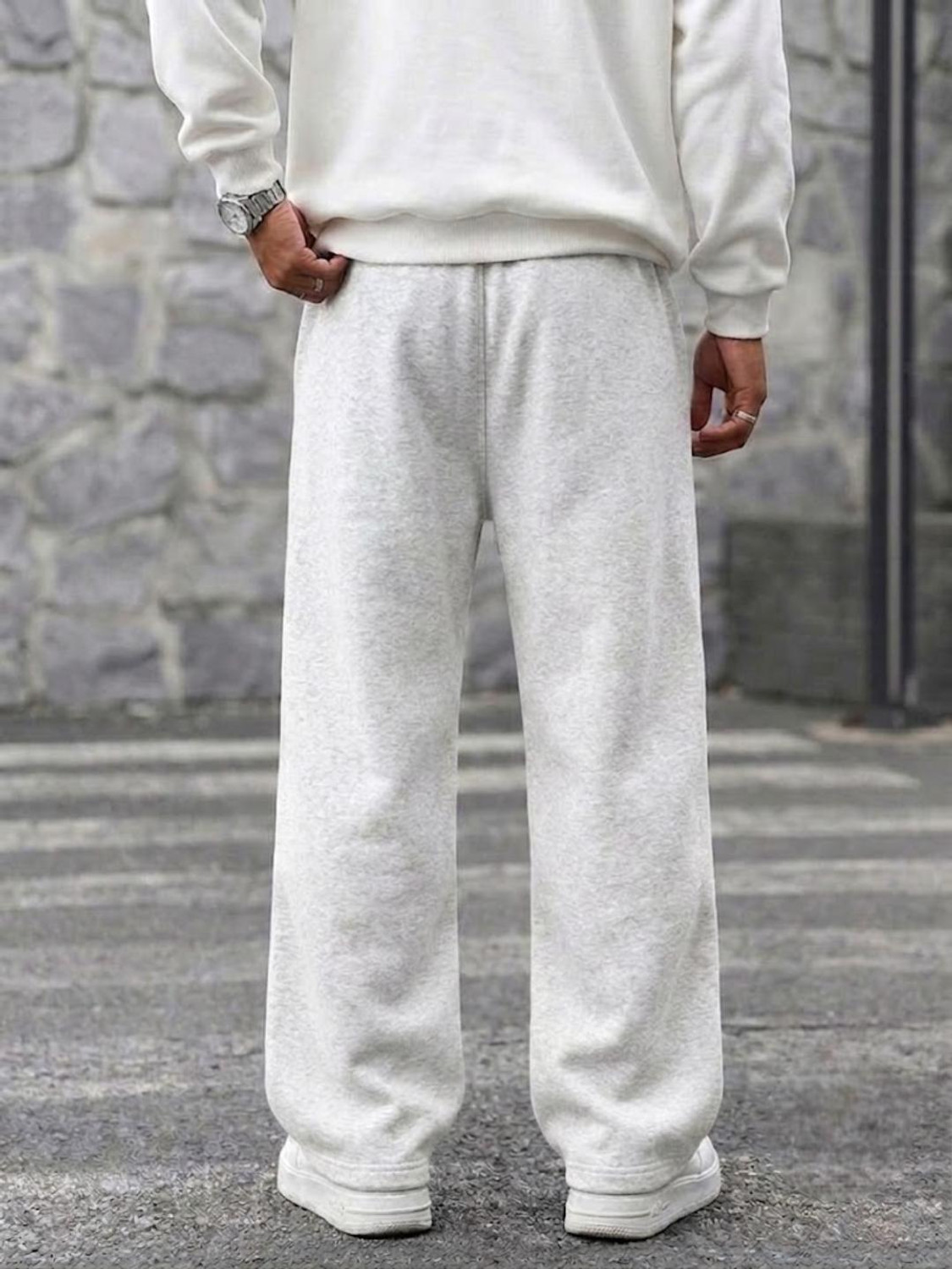Image of Dockstreet Men Solid White Track Pants