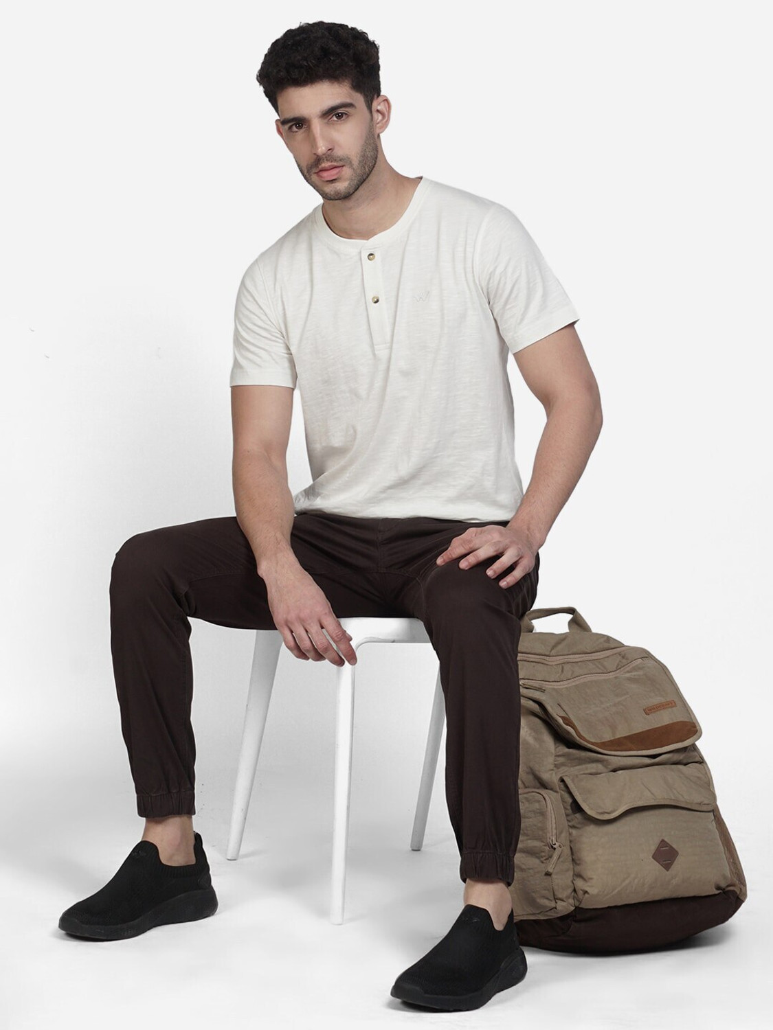Image of Wildcraft Solid Men Brown Track Pants