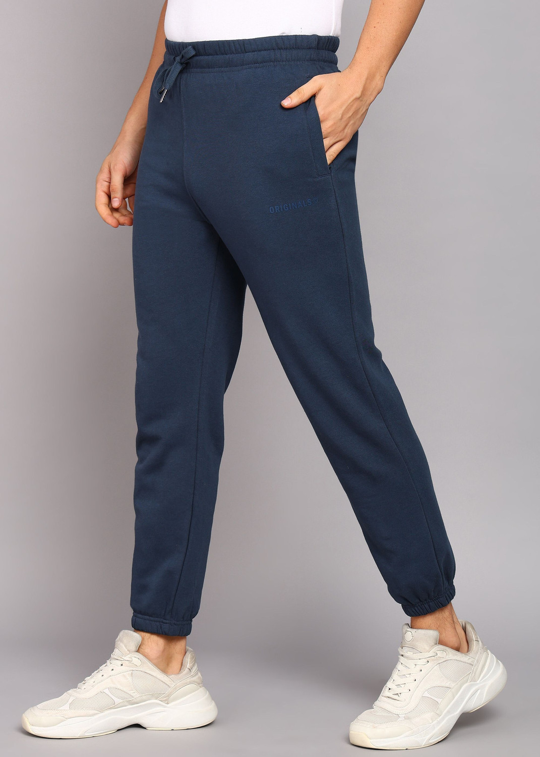 Image of Alan Jones Solid Men Blue Track Pants
