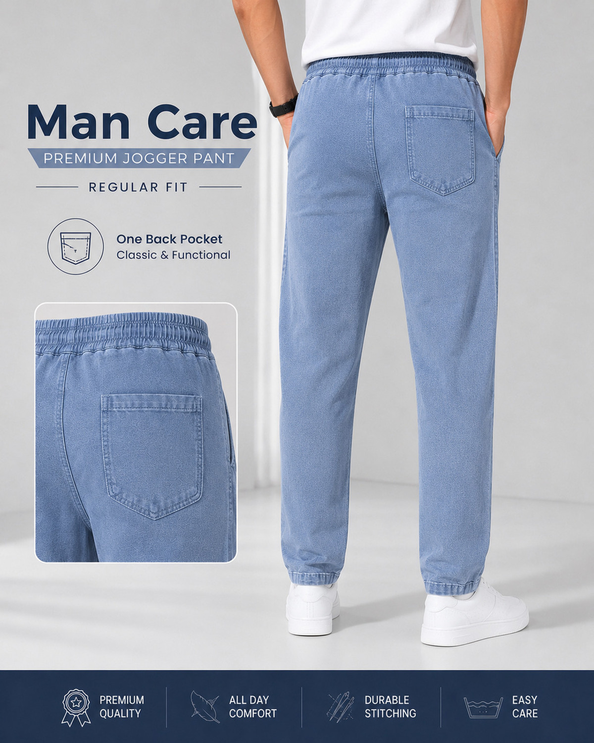 Image of BaalgovindEnt Solid Men Light Blue Track Pants