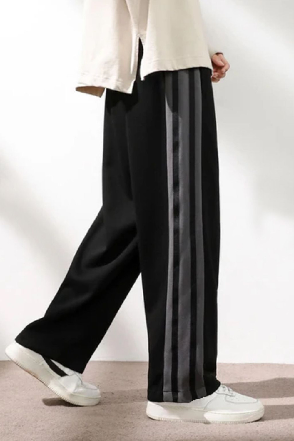 Image of CULISH Striped Men Black Track Pants