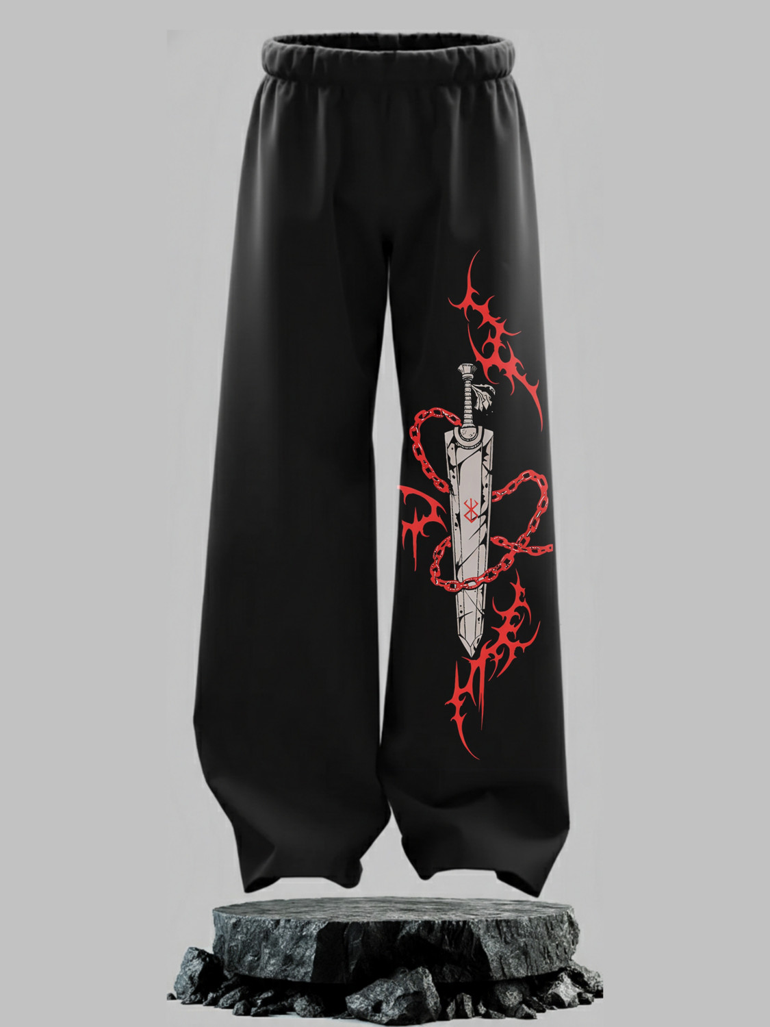 Image of Wayup Graphic Print Men Black Track Pants