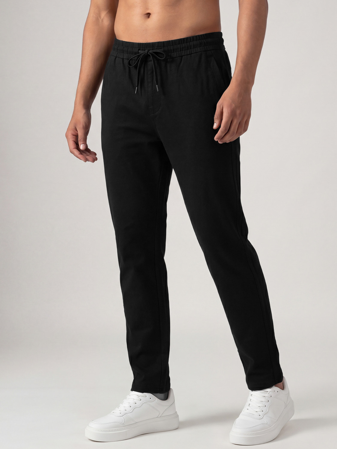 Image of Damensch Solid Men Black Track Pants
