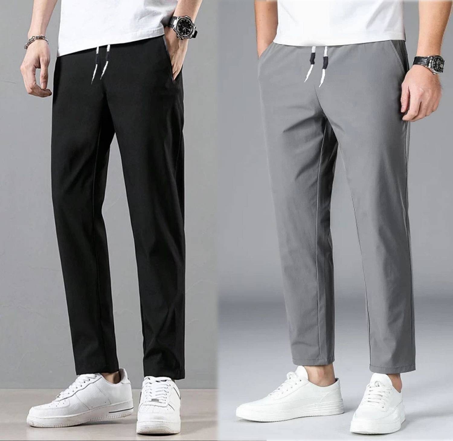TIGERSNAKE Men Black, Grey Track Pants Pack of 2
