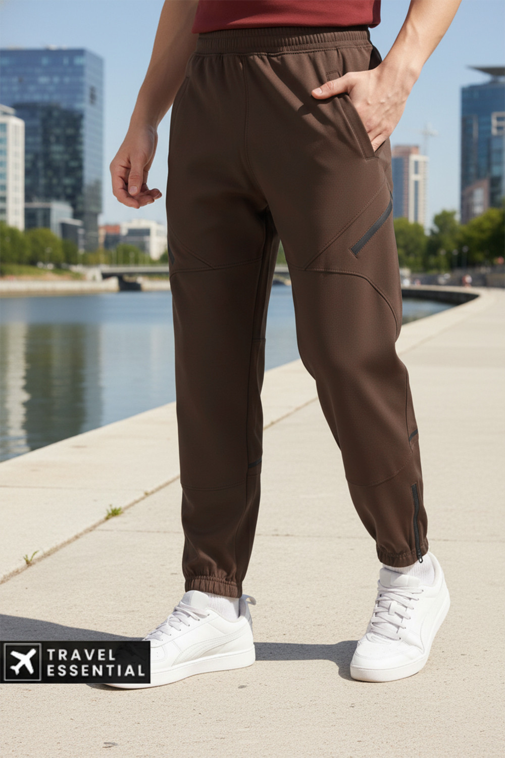Image of NOBERO Men Solid Brown Track Pants