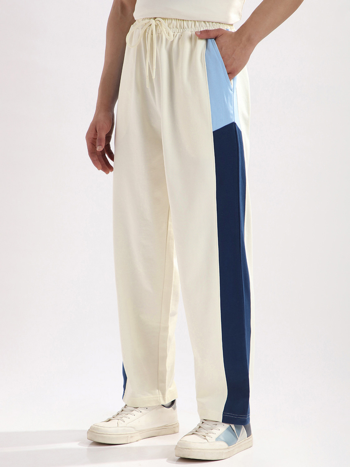 Image of NOBERO Colorblock Men White Track Pants