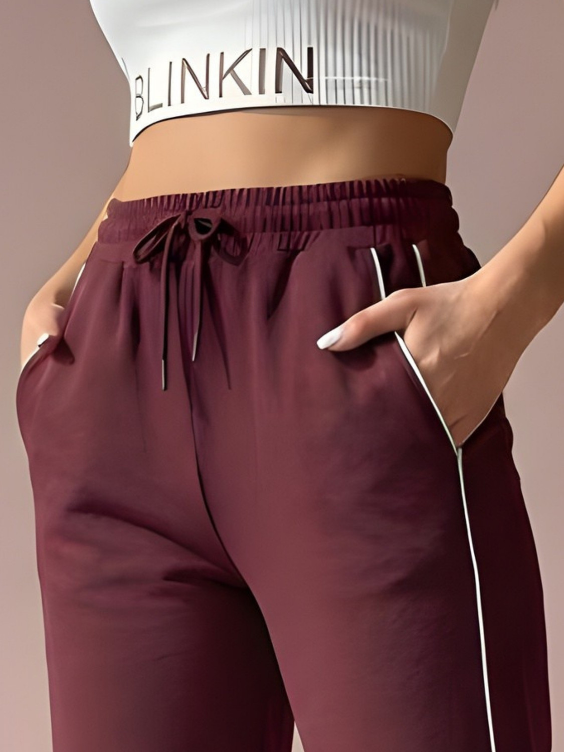 Image of BLINKIN Solid Women Maroon Track Pants