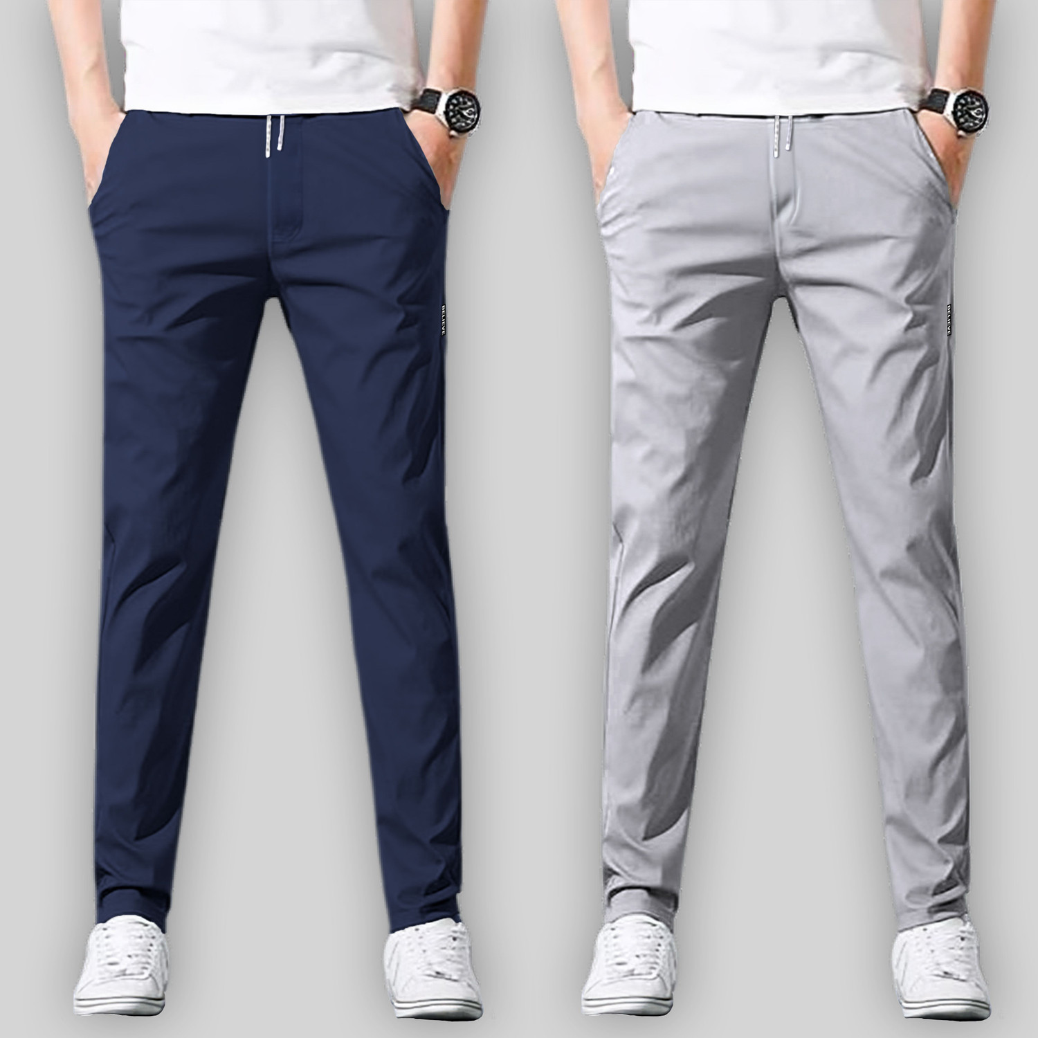 Image of Joggers Park Printed Men Dark Blue, Grey Track Pants