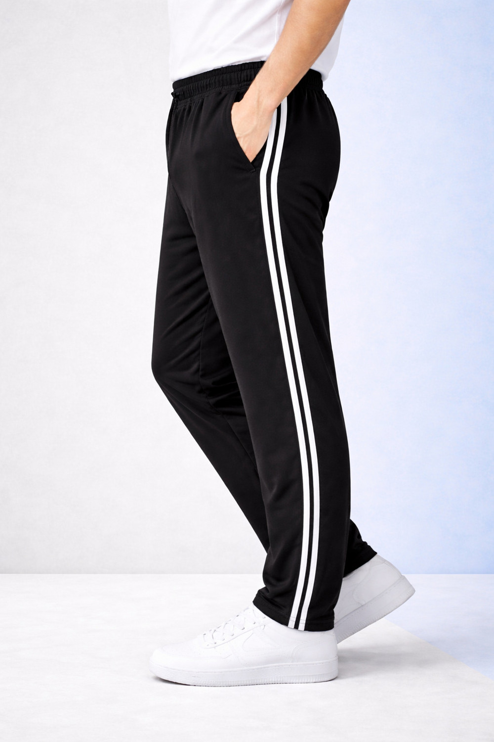 Image of NISHIKA ENTERPRISES Striped Men Black Track Pants