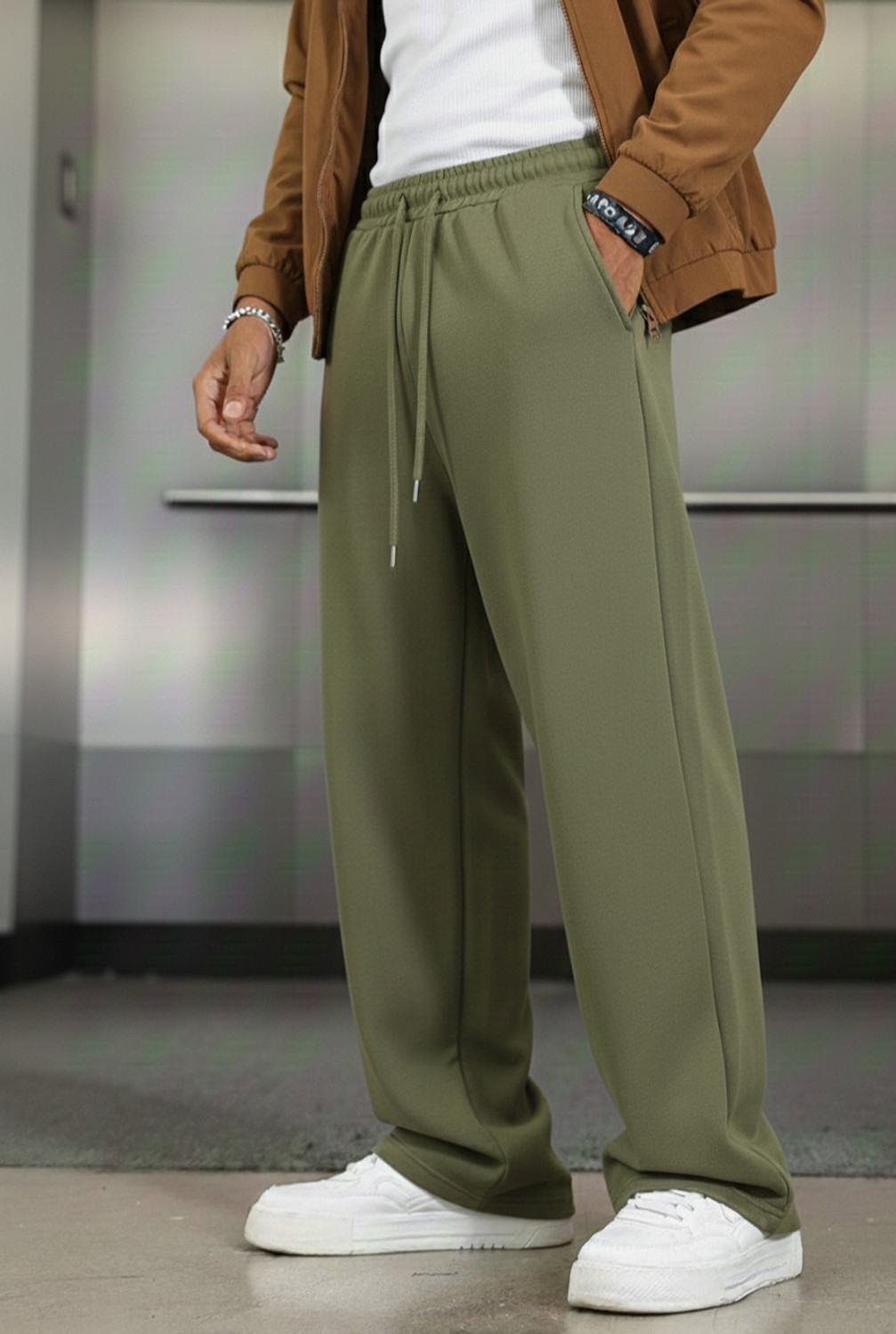 Image of Dockstreet Loose Fit Men Multicolor Trousers