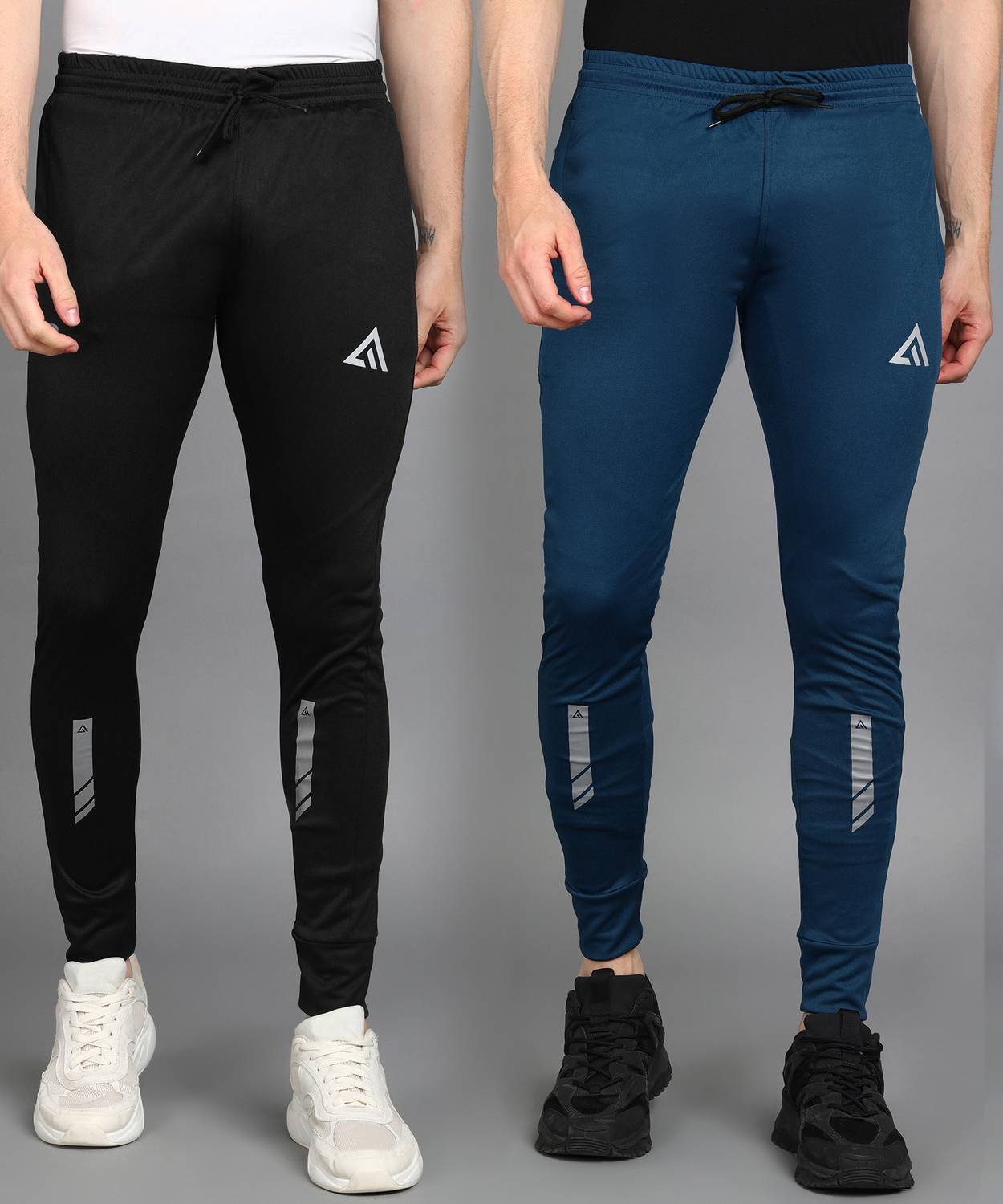 Adrenex Striped Men Dark Blue, Black Track Pants