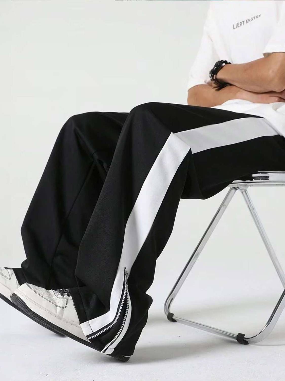 EraandEdge Men Black, White Track Pants - Image 3