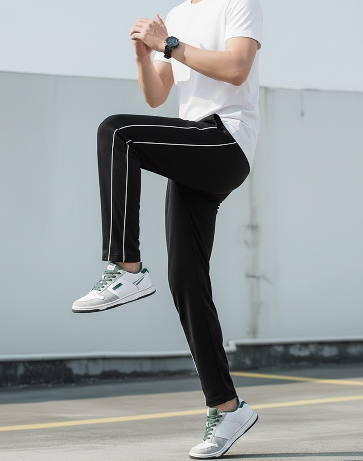 Image of Zimist Striped Men Black Track Pants
