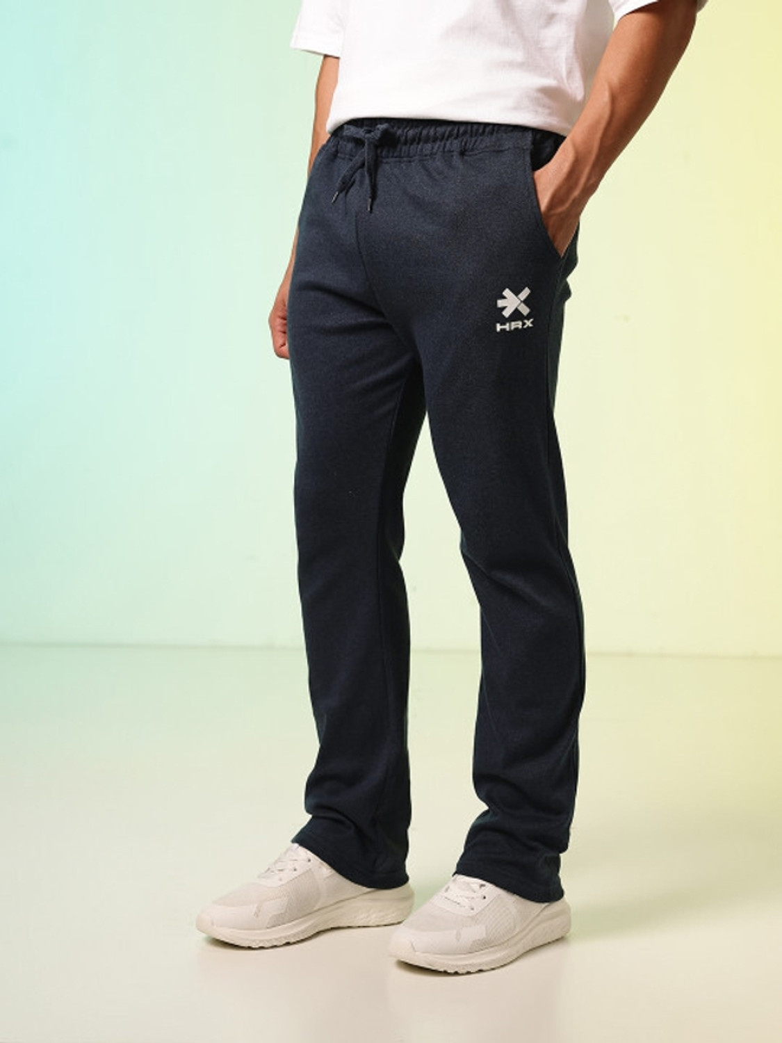 Image of HRX by Hrithik Roshan Pack of 2 Men Printed Olive, Blue Track Pants