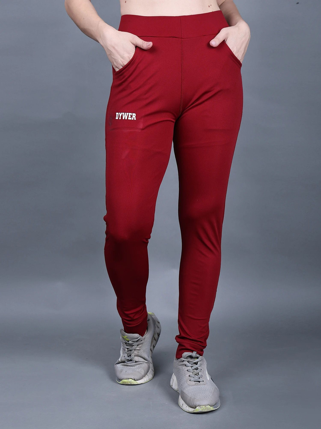 Image of DYWER Solid Women Maroon Track Pants