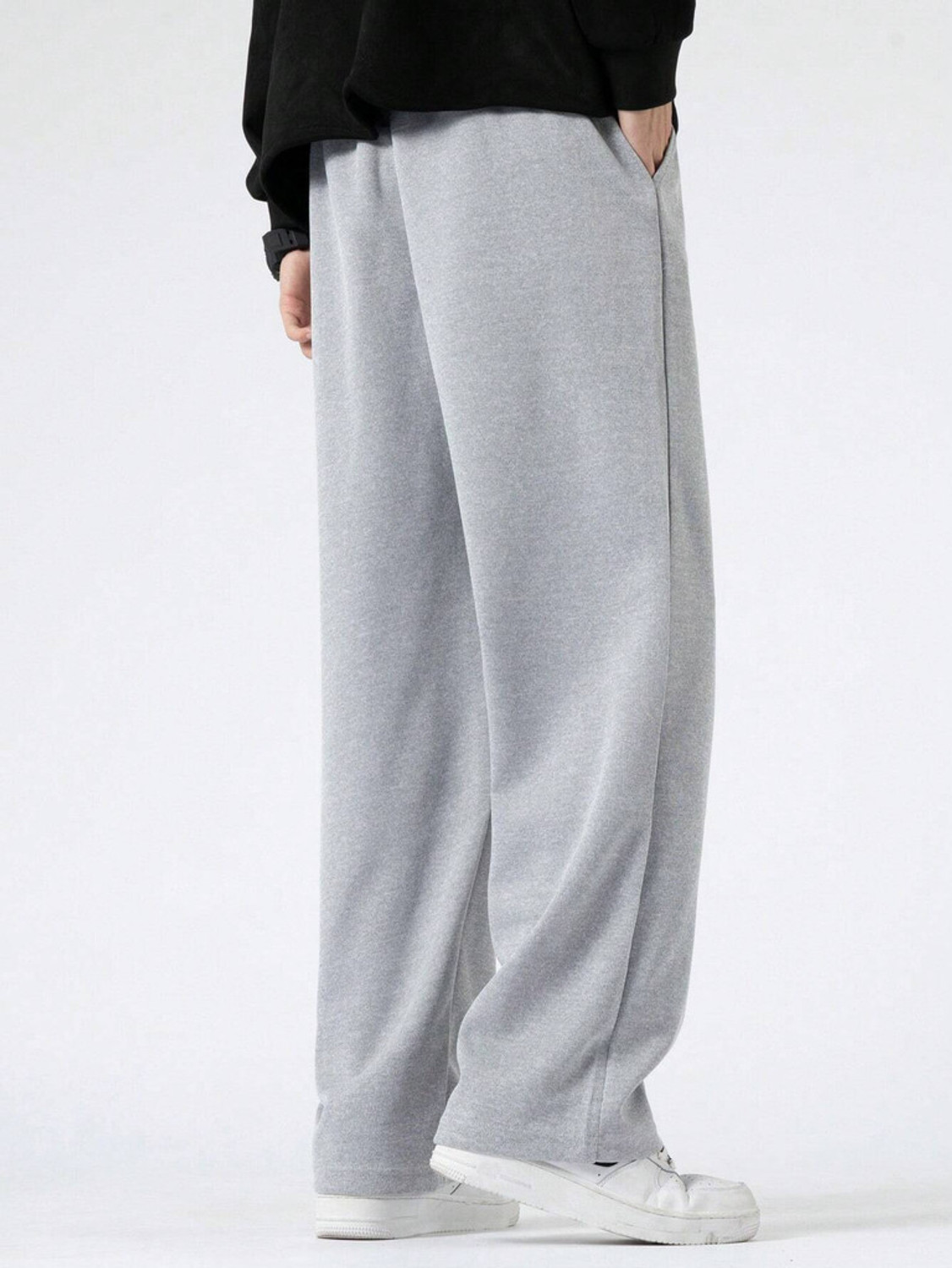 Image of FLYcollection Solid Men Grey Track Pants