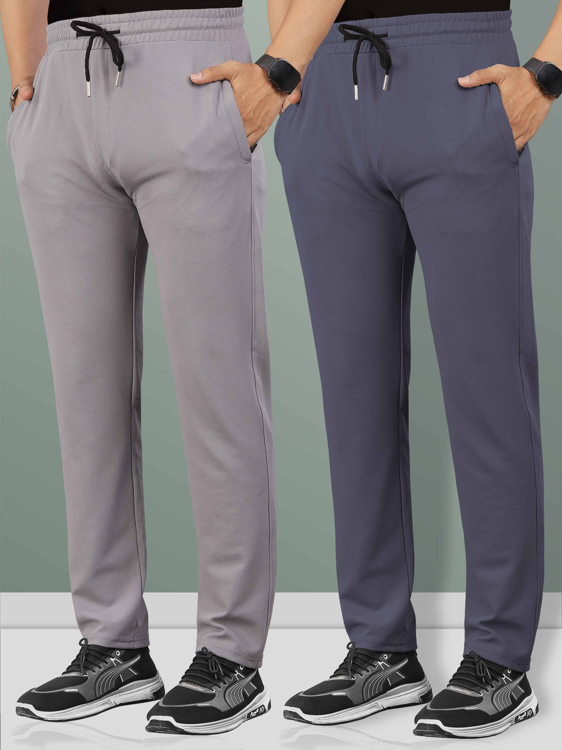 Image of VeBNoR Solid Men Grey Track Pants