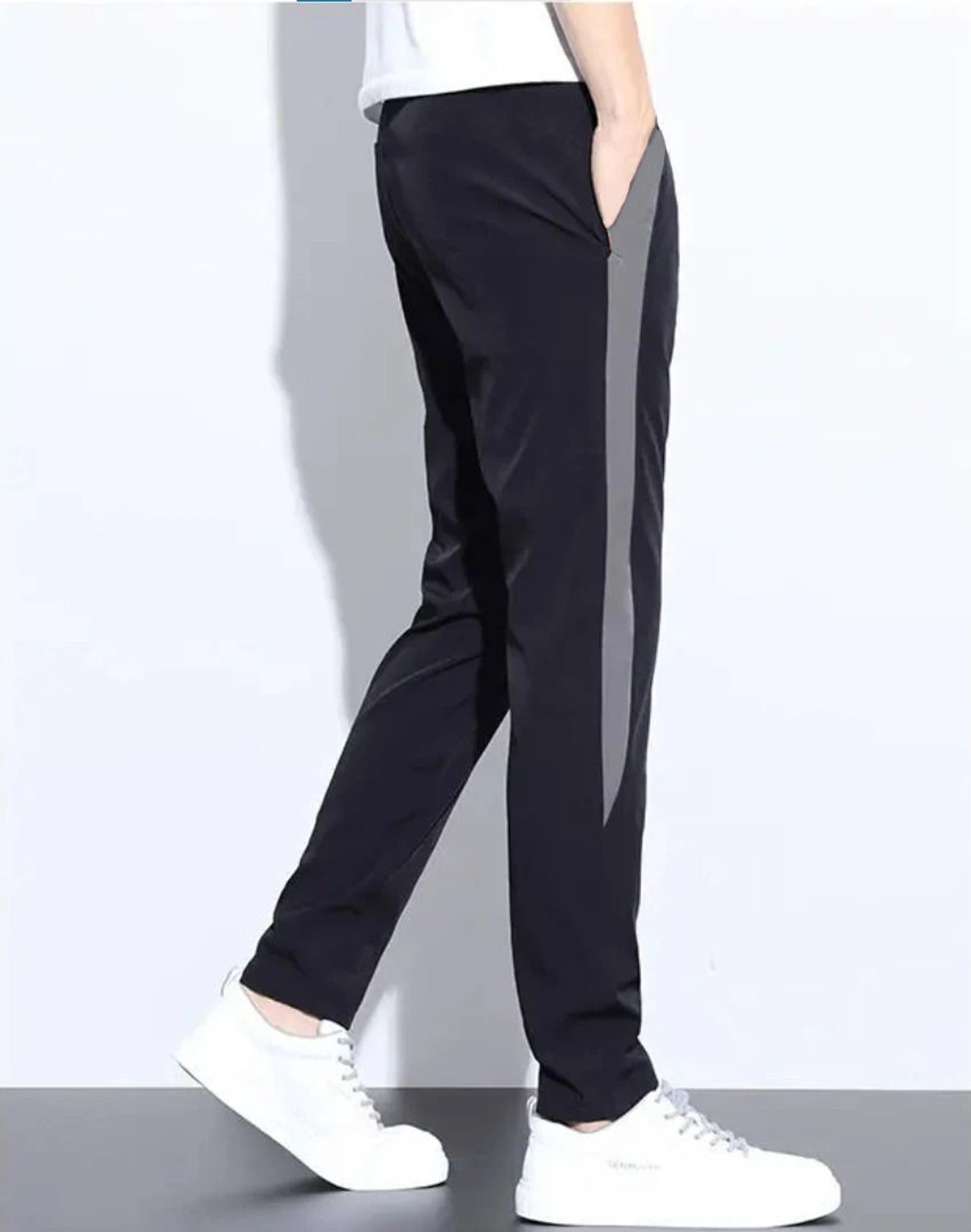 Image of Joggers Park Striped Men Black Track Pants
