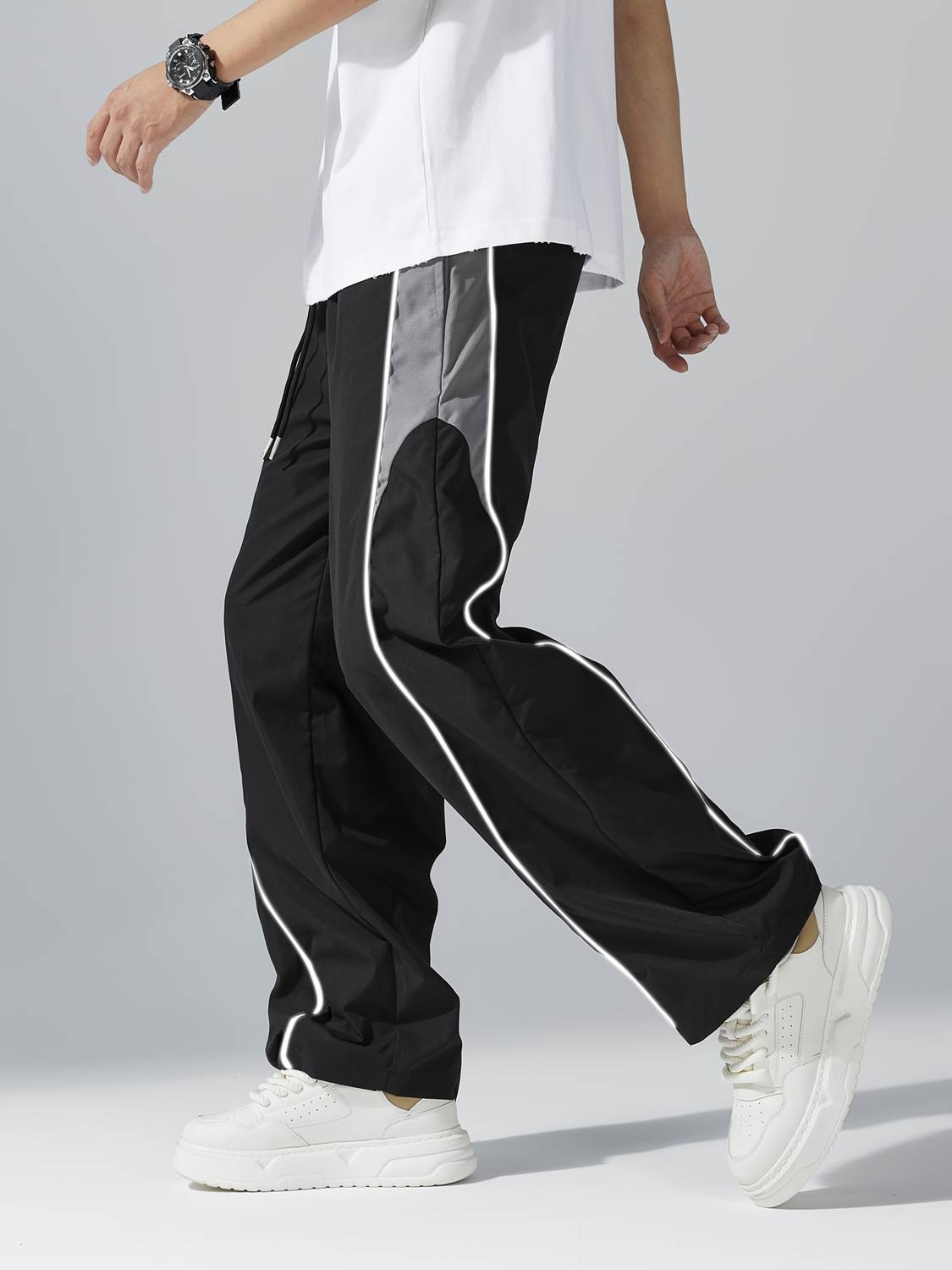 QUTUN Striped Black Track Pants - Image 2