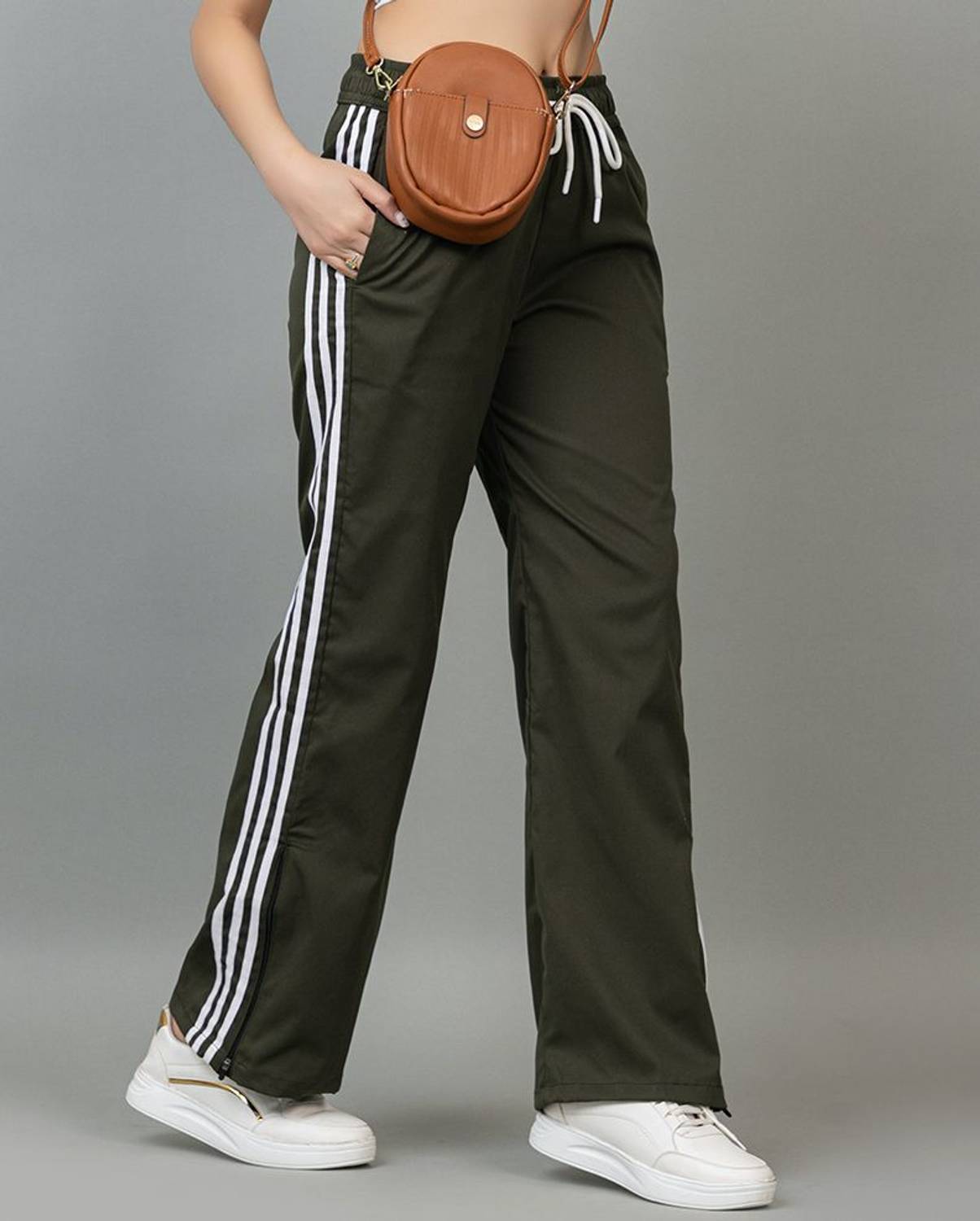 BAYSTREET Striped Women Dark Green Track Pants