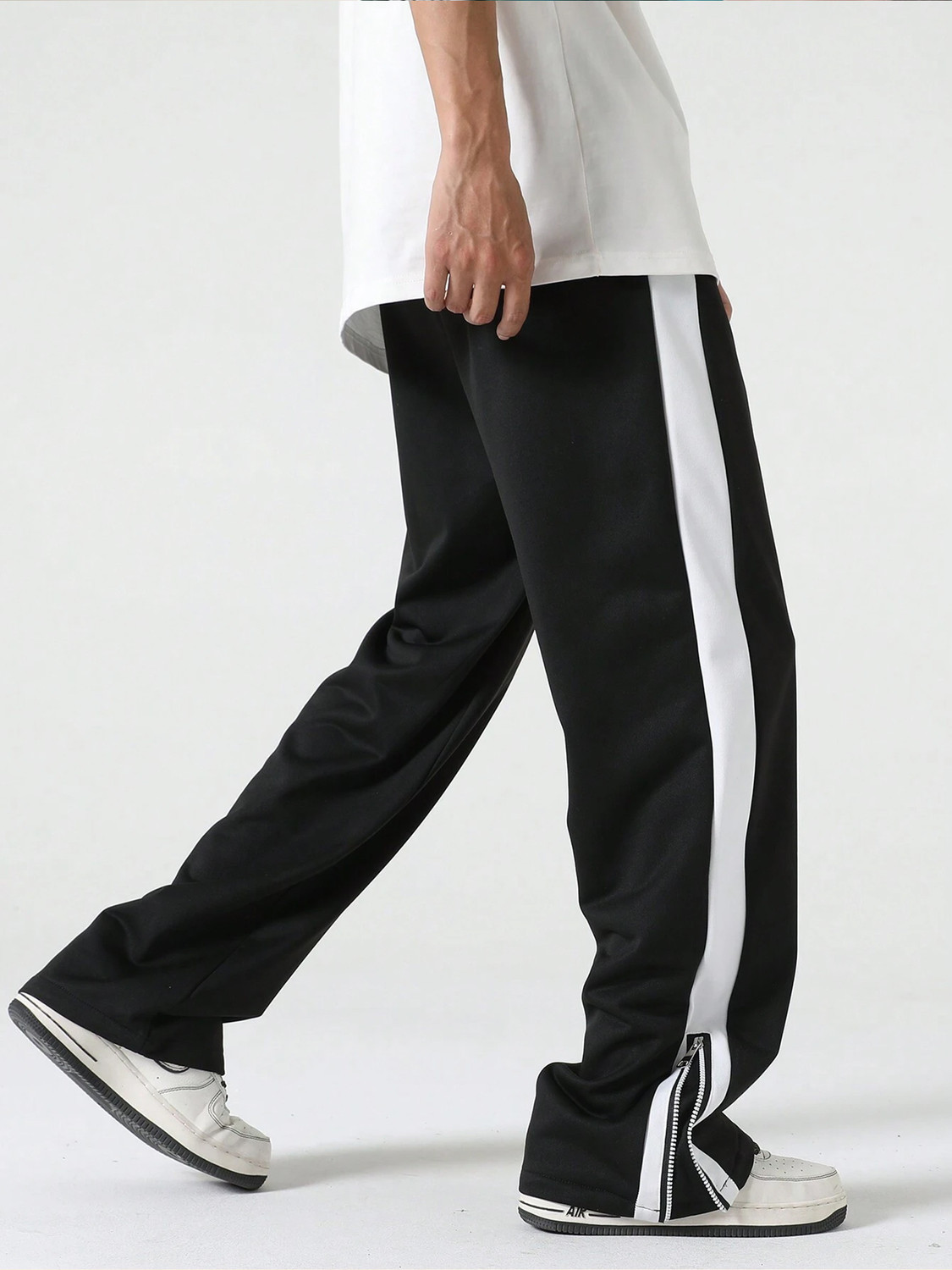 Image of Jump Cuts Solid Men Black Track Pants