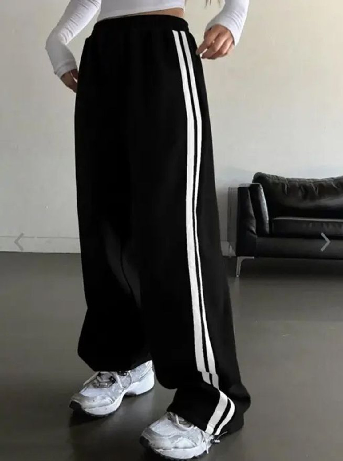 Image of Kiba Retail Striped Women Black Track Pants